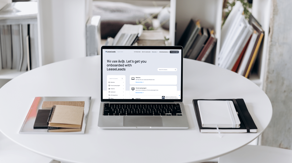 leaseleads apartment website onboarding support image displayed on a laptop